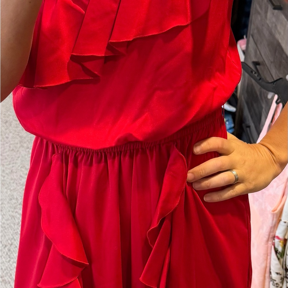 Red Ruffle One-Shoulder Dress - Picture 3 of 3